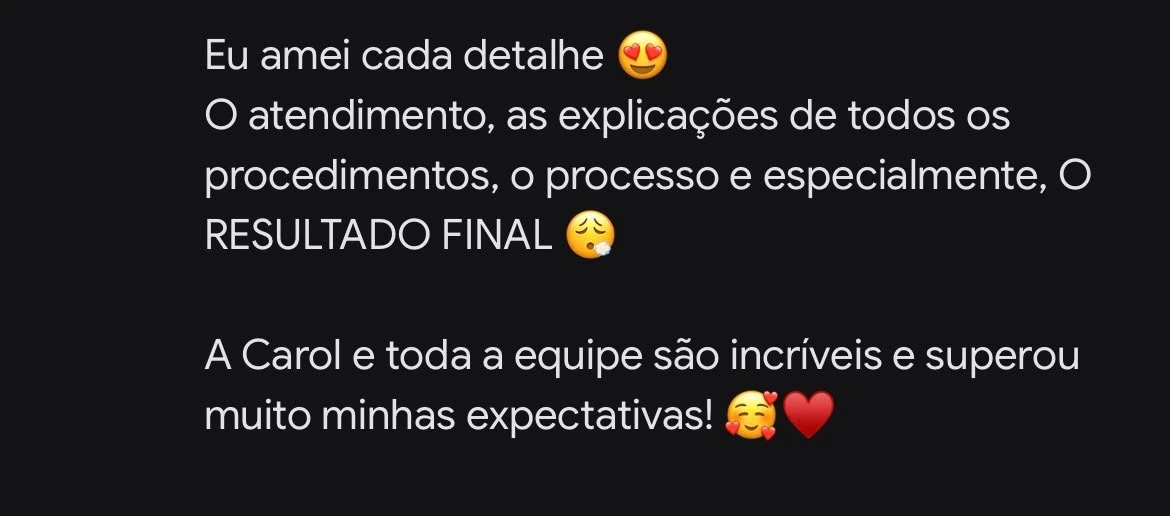 Depoimento de paciente — resultado final
