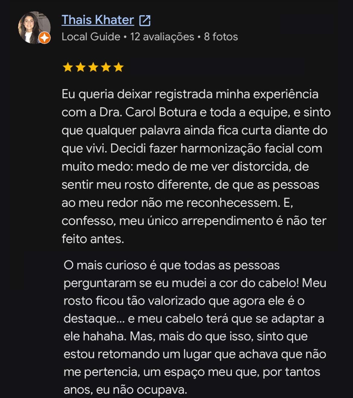 Depoimento de paciente — beleza natural